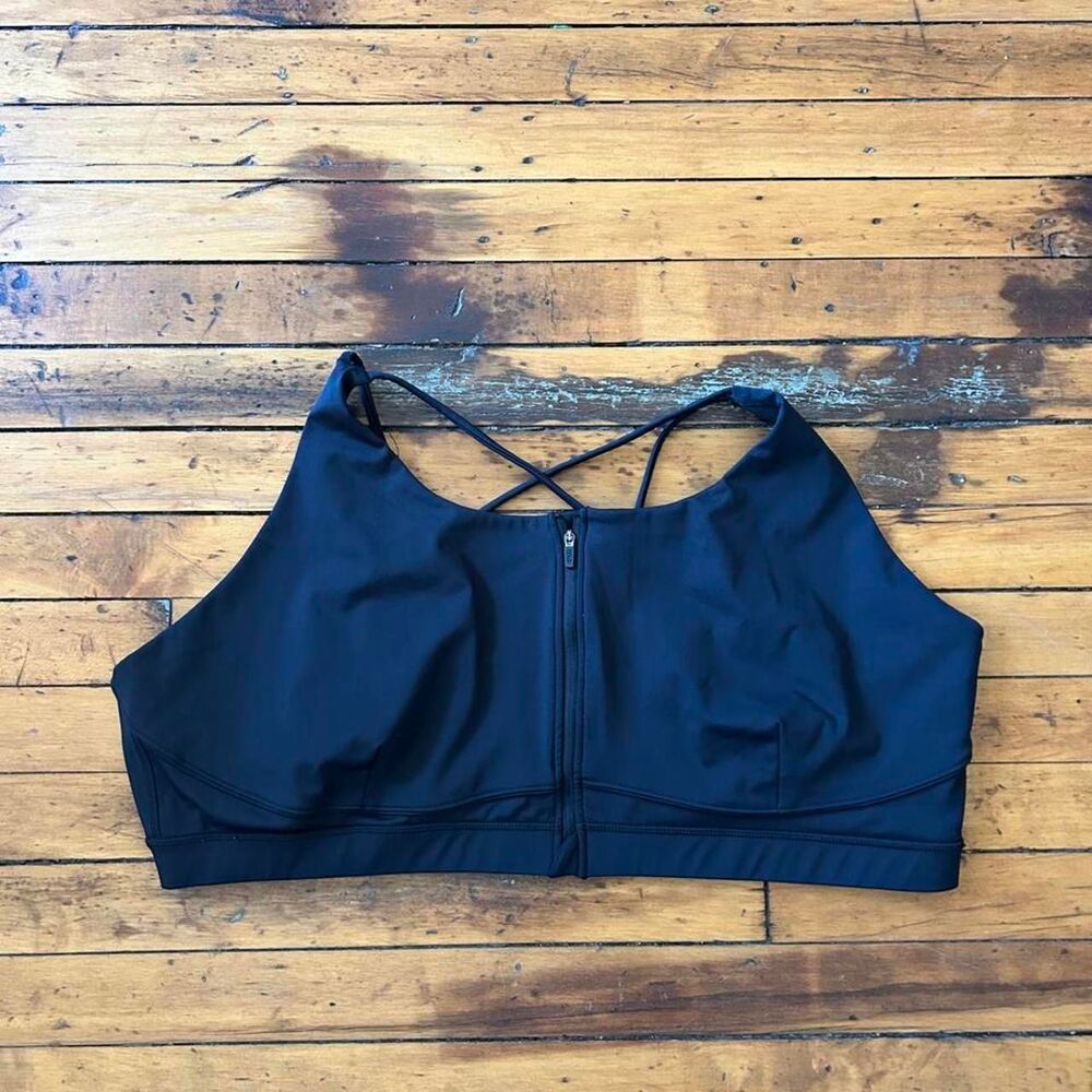 ASOS 4505 Curve Icon Zip Front High Support Sports Bra Black Size US 22